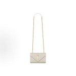 SAINT LAURENT YSL ENVELOPE Versatile Gold Logo chain quilted envelope bag Crossbody single-shoulder bag, small size for women, white